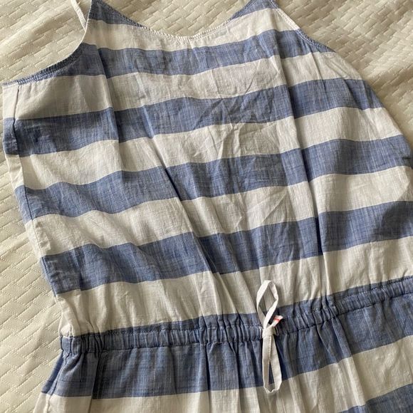 GIRLS Mango Linen Blue & White Romper - Picture 5 of 11